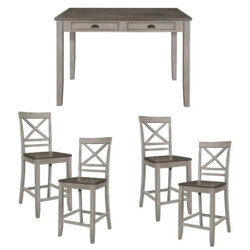 5-Piece Dining Table and 4 Counter Height Chair Set O69706