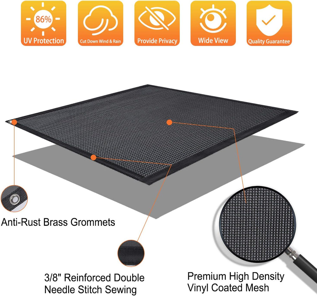 RV Awning Shade Screen 9'X7' Black Mesh Sunshade Pack of 2 Z4902