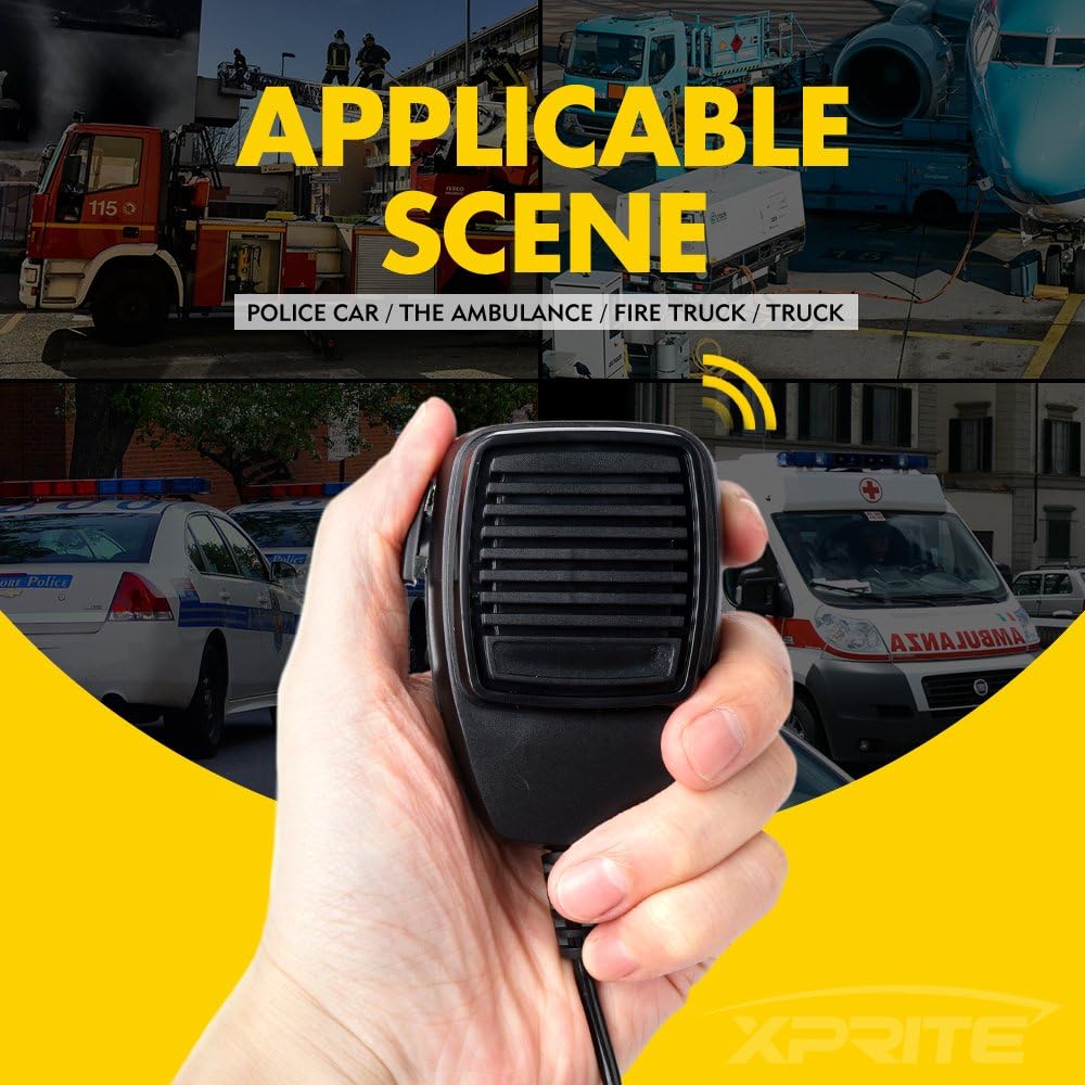 200 Watt 8 Tones Emergency Warning Siren Speaker PA System Kit with Handheld Microphone H484