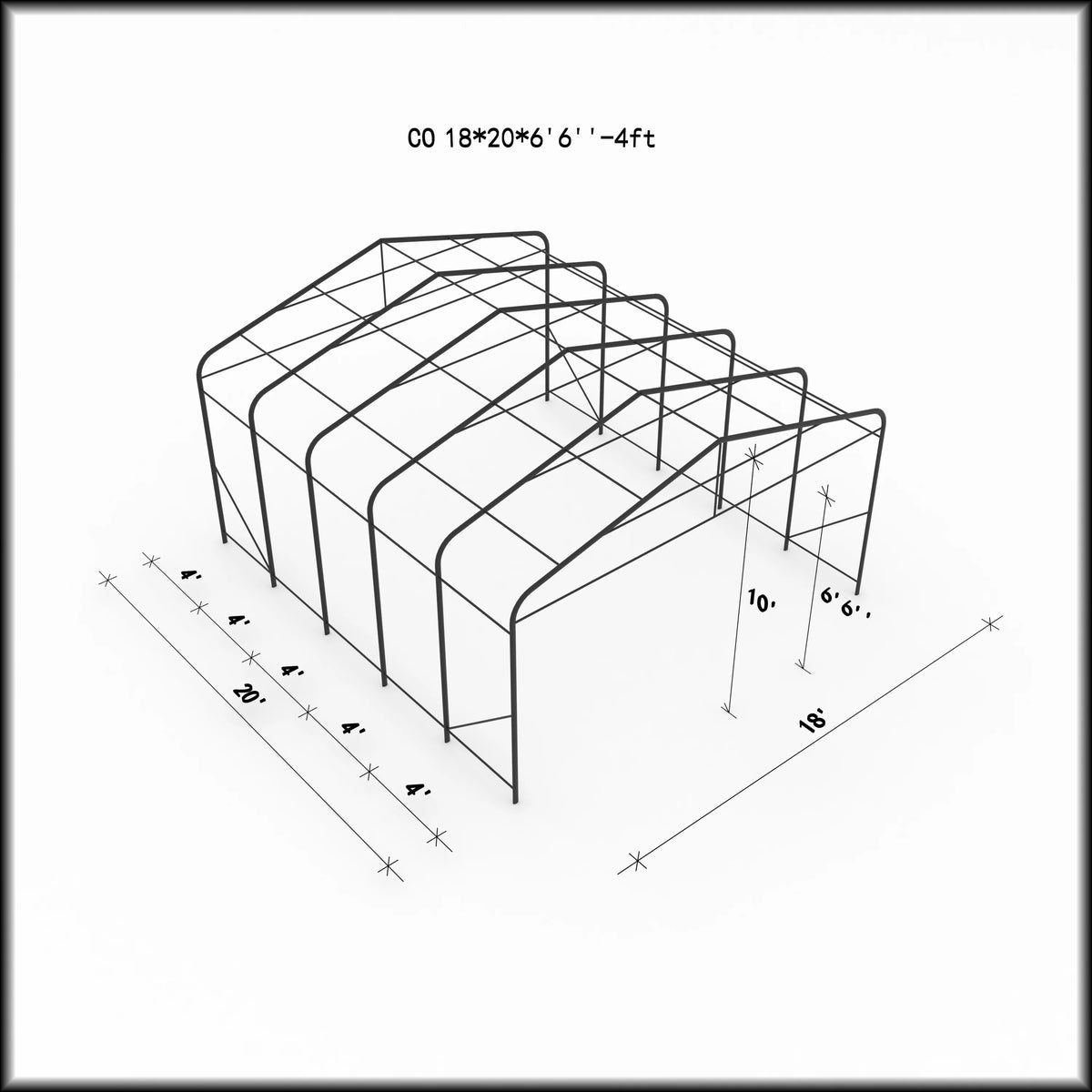 Double Car Shelter 18 ft x 20 ft E5123