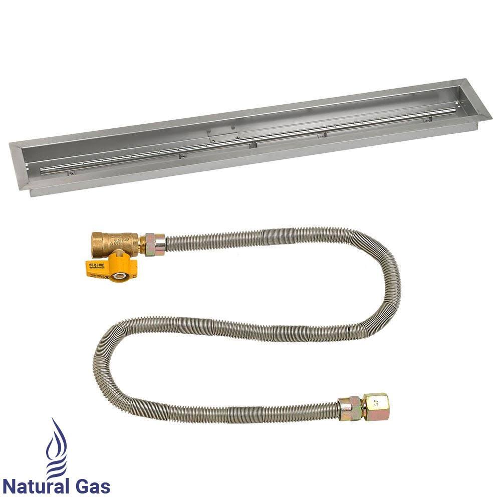 48x22 Linear Stainless Steel Drop-in Fire Pit Pan with Spark Ignition Kit X396