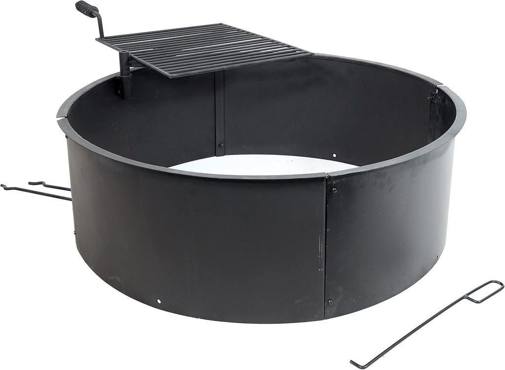36 Inch Heavy Duty Steel Wood Burning Fire Pit with Cooking Grate and Fire Poker D684