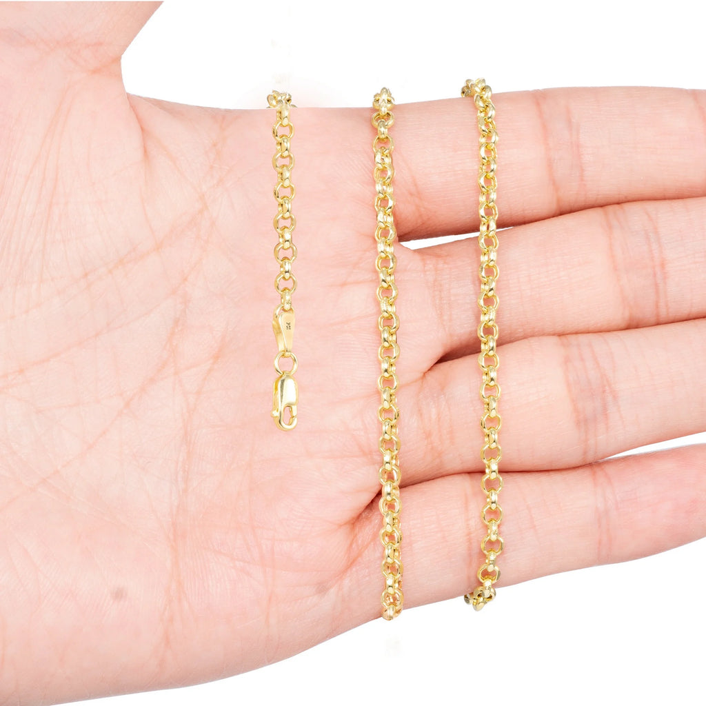 10k Yellow Gold 3mm Rolo Chain Pendant Necklace 16" - 30" F3137