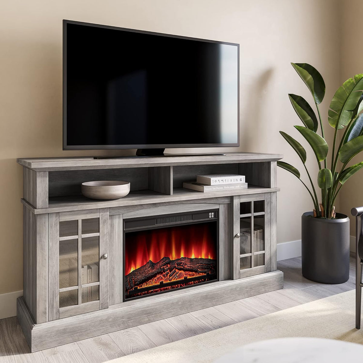 Rustic Electric Fireplace TV Stand for TVs up to 65 Inches A4902