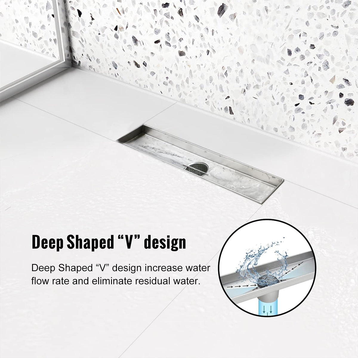 Linear Shower Drain 60 inch Brushed 304 Stainless Steel O6193