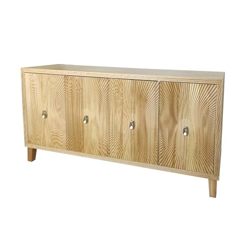 Natural Wood Double Door Sideboard Buffet Cabinet 60 Inch I716