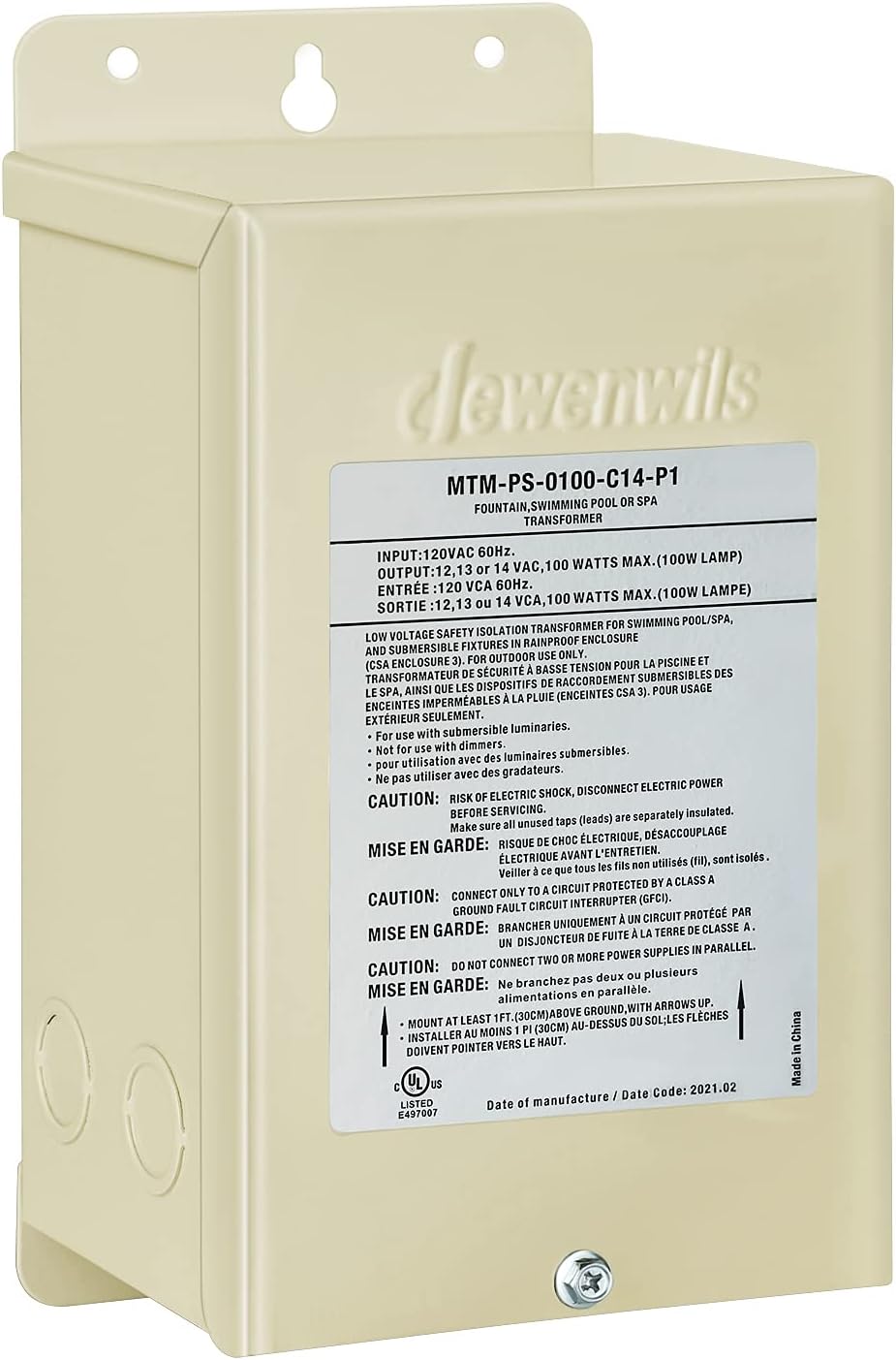 100W Multi-tap Low Voltage Pool Light Transformer X42652