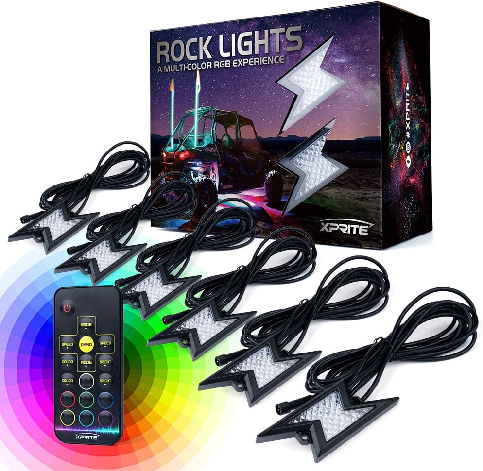 RGB LED Rock Lights Kit with Wireless Remote Control, 6PCS Q921125