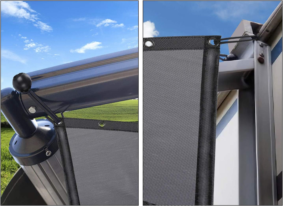 RV Awning Shade Screen 9'X7' Black Mesh Sunshade Pack of 2 Z4902