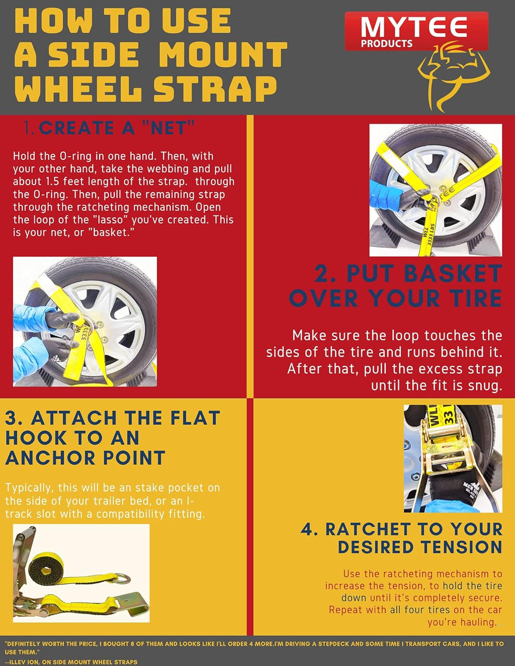 2 x 8' Lasso Ratchet Strap with Flat Hook 4 Pack E652318