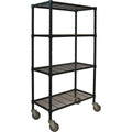 Black 4 Shelf Wire Cart S40278