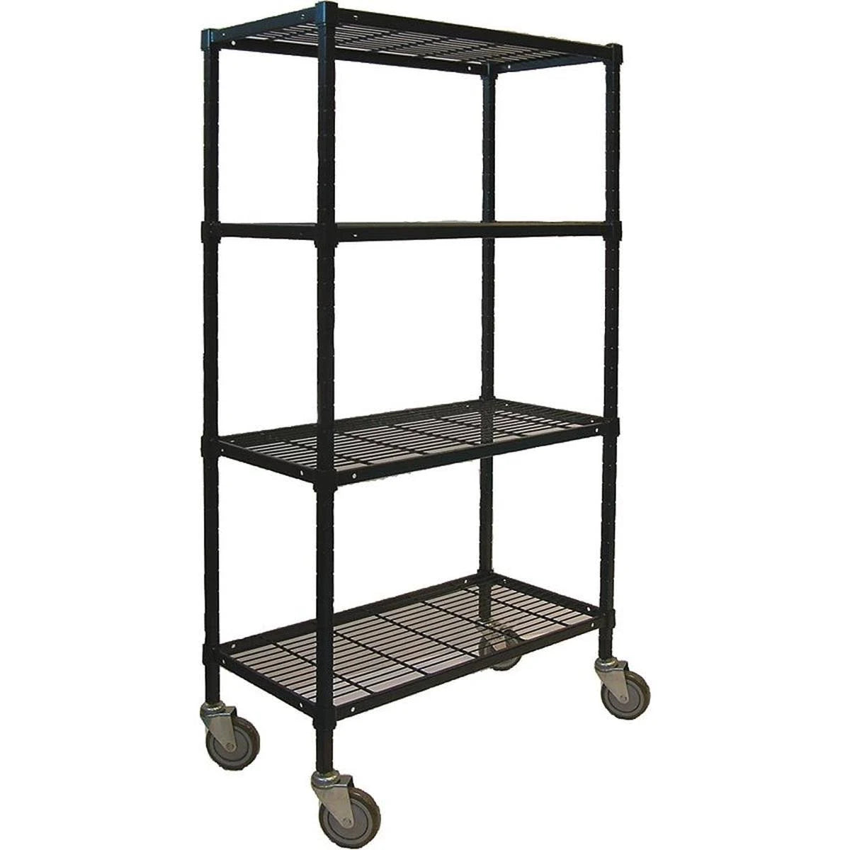 Black 4 Shelf Wire Cart S40278