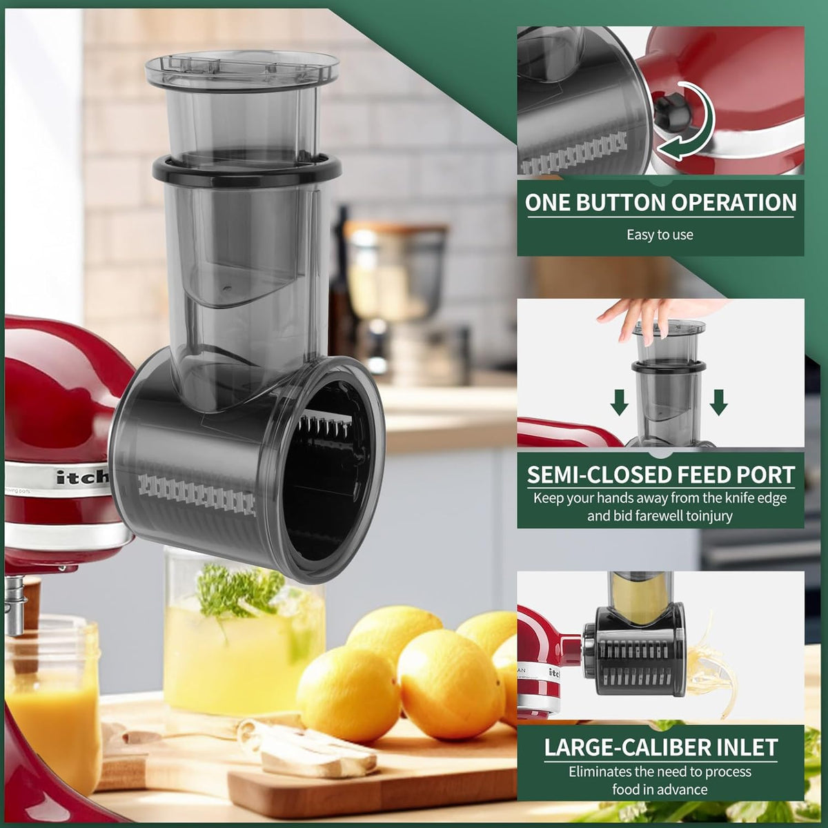 Slicer Shredder Attachment for KitchenAid Stand Mixer with 5 Blades L13316
