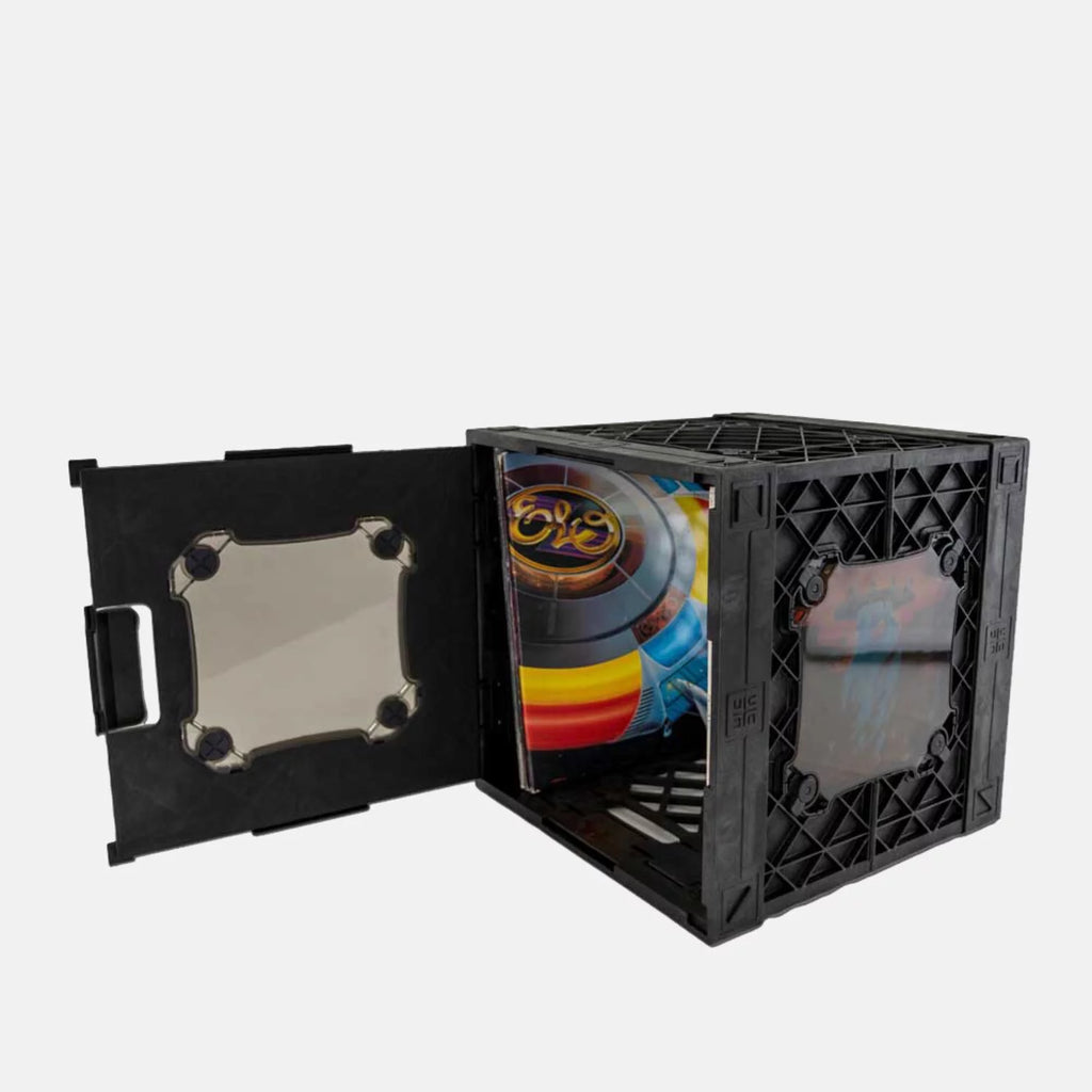 Vinyl Record Storage Crate with Divider and Transparent Panels E326195
