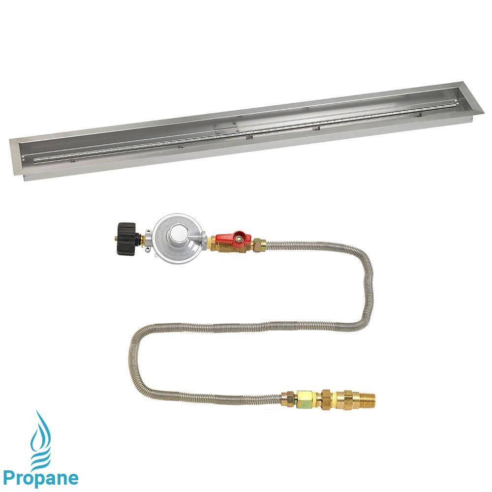 48x22 Linear Stainless Steel Drop-in Fire Pit Pan with Spark Ignition Kit X396
