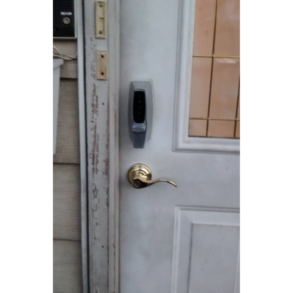 Mechanical Pushbutton Auxiliary Lock with Thumbturn Deadbolt Satin Chrome C46123