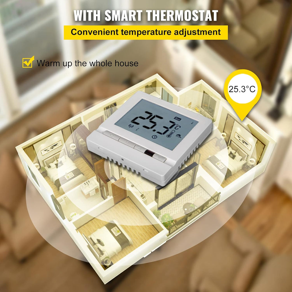 Floor Heating Cable 145.3 Square Feet with Temperature Control Panel X527254