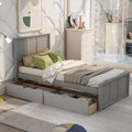Twin Size Wood Platform Bed with Storage and Headboard O94632