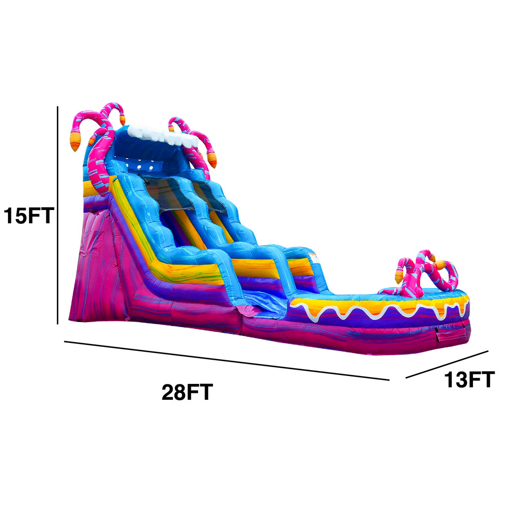 Commercial Grade Bounce House Inflatable with Water Slide and Pool Combo, Dual Lane Slide E133