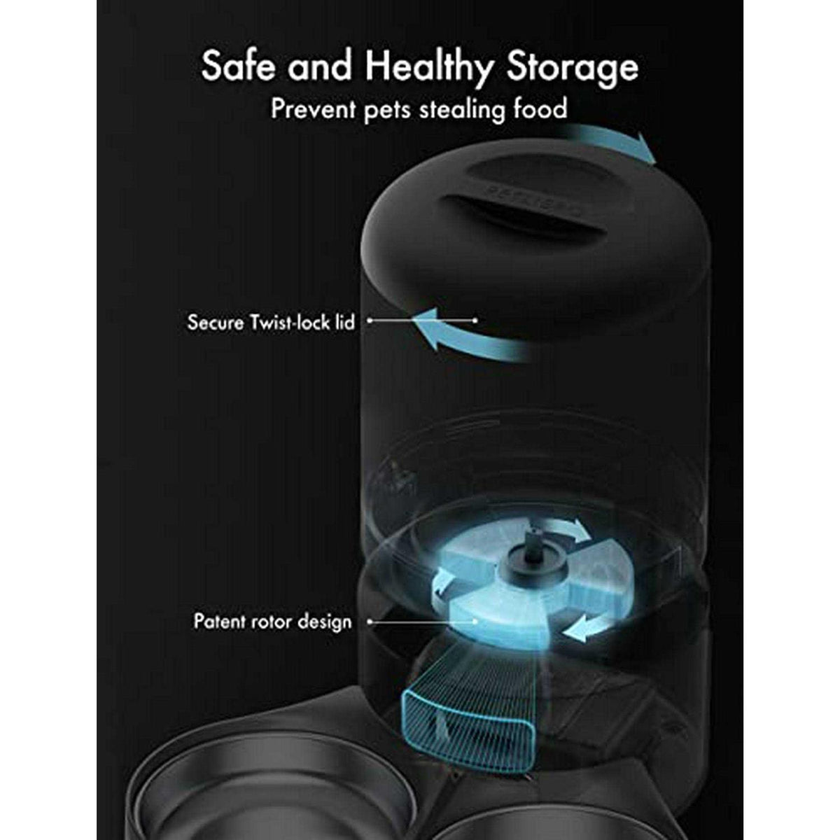 Automatic Cat Food Dispenser 5L with 2 Stainless Bowls R91120
