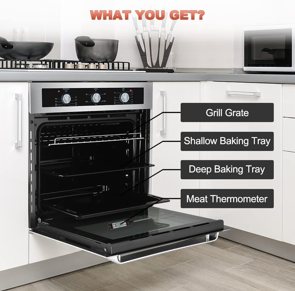 Single Wall Oven, 2.3 Cu.ft. Built-in Electric Wall Oven with Stainless Steel Finish W857