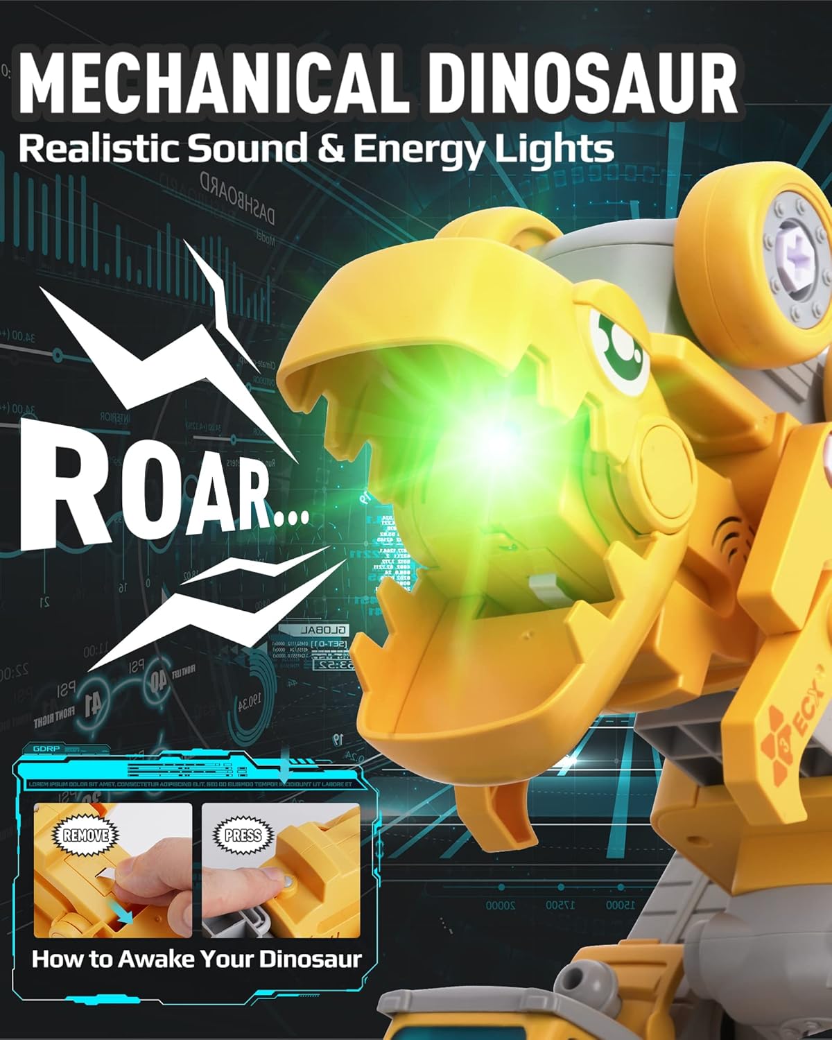 5-in-1 86 Piece Dinosaur Take Apart Toys Excavator Toy with Lights and Sounds L382702