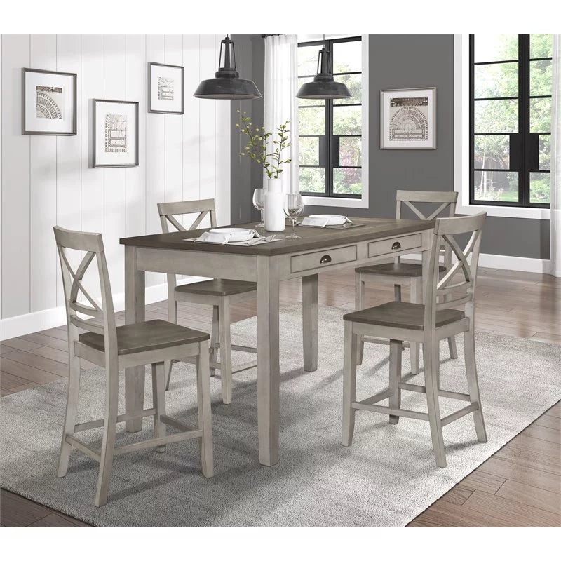 5-Piece Dining Table and 4 Counter Height Chair Set O69706