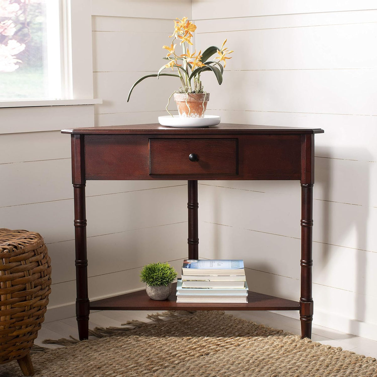 Distressed Black Corner Table I904836