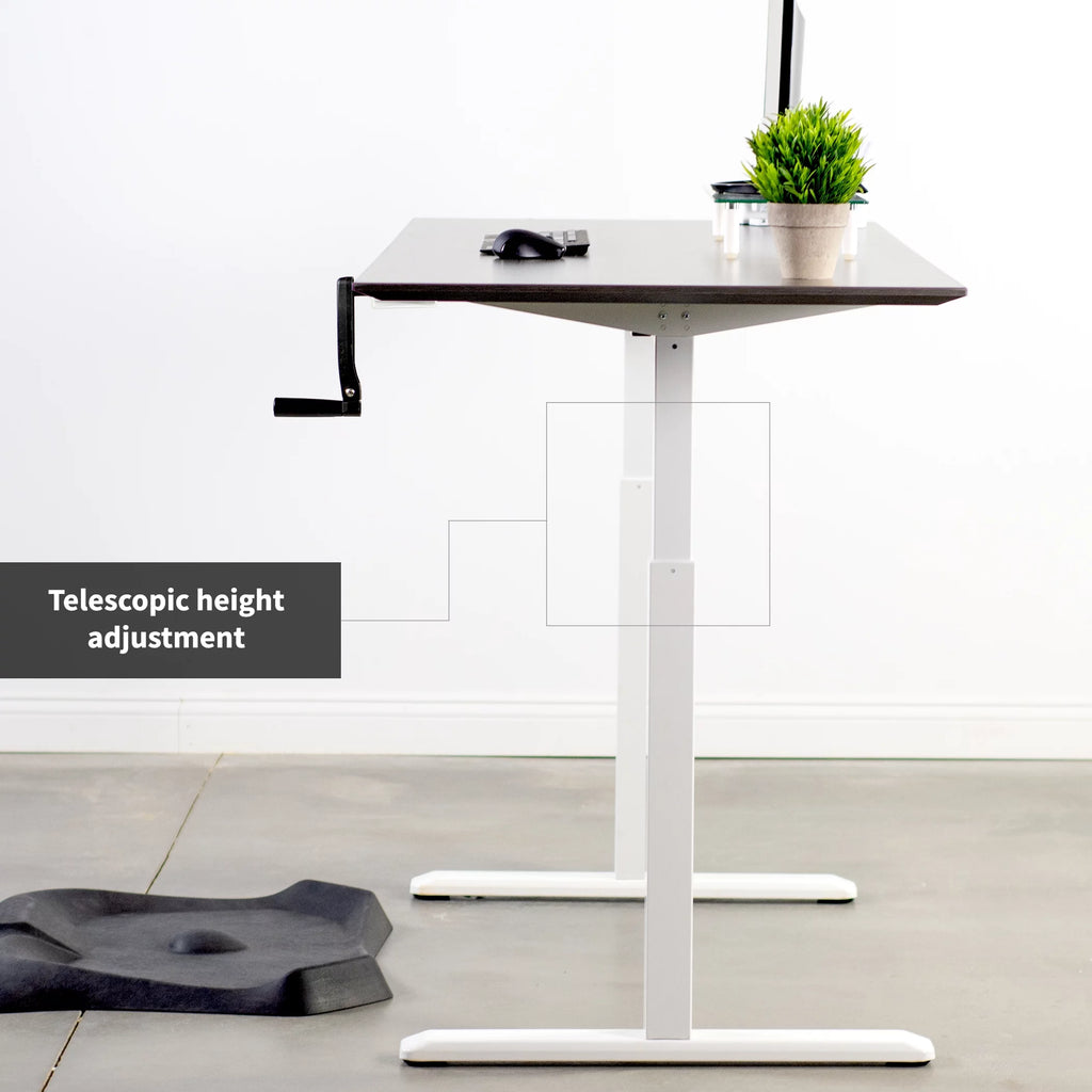 White Manual Height Adjustable Stand Up Desk Frame M70175