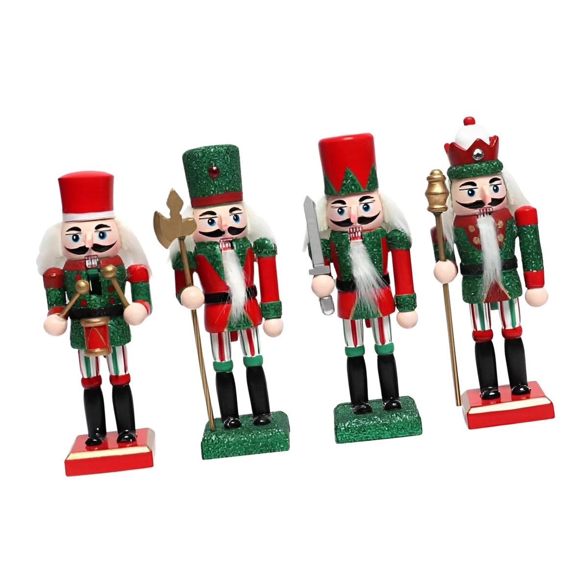 18cm 4 Pieces Wooden Nutcracker Soldier Table Decoration D301