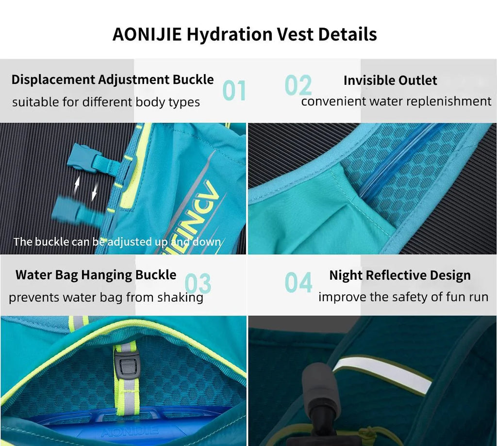 5L Lightweight Hydration Pack Running Vest Adjustable Buckle (Gray) R15223