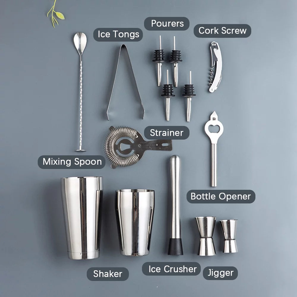 14 Pc Bartender Kit Cocktail Shaker Set D4816