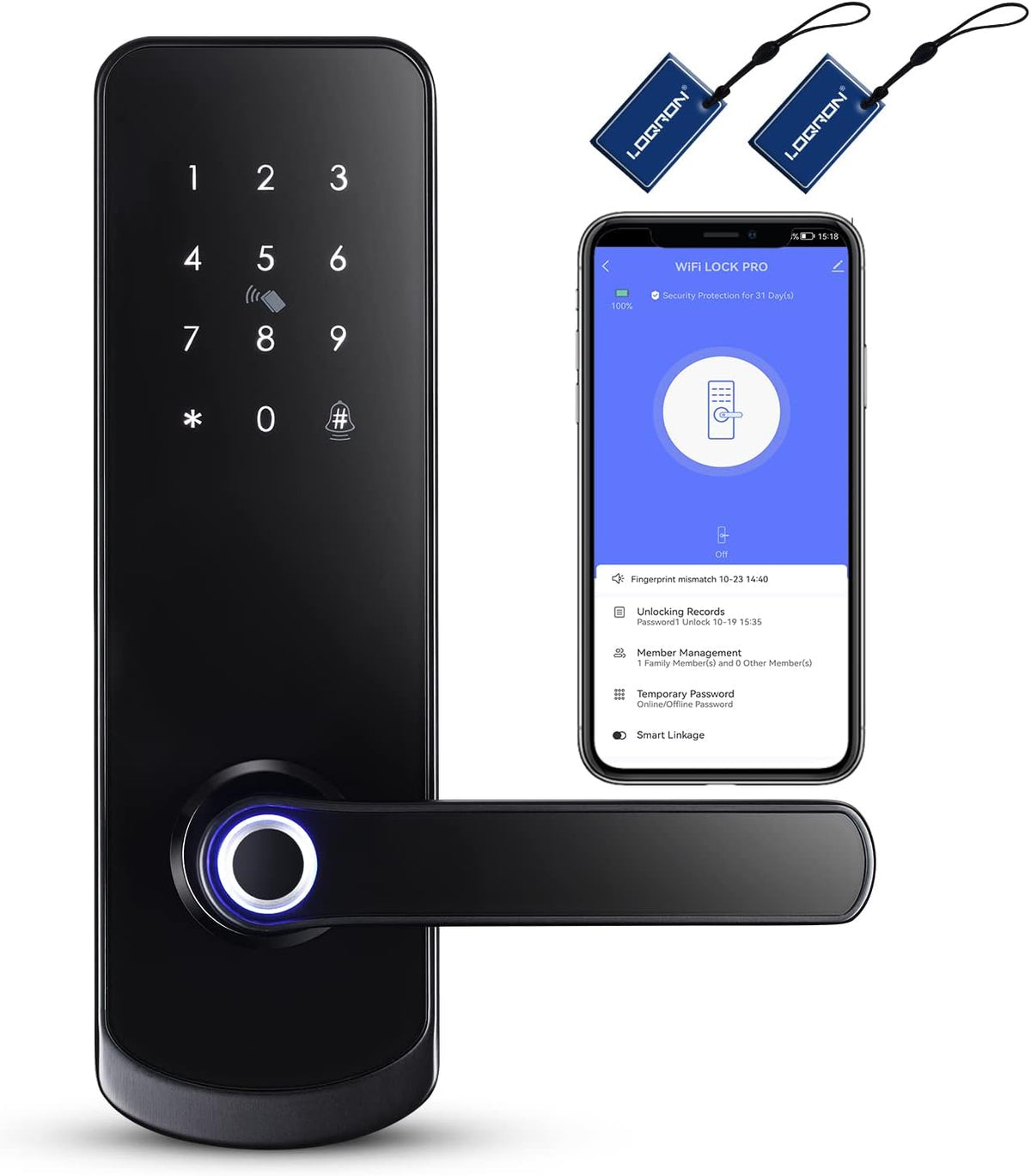 Smart Fingerprint Door Lock with Wi-Fi Touchscreen Keypad Deadbolt C53506