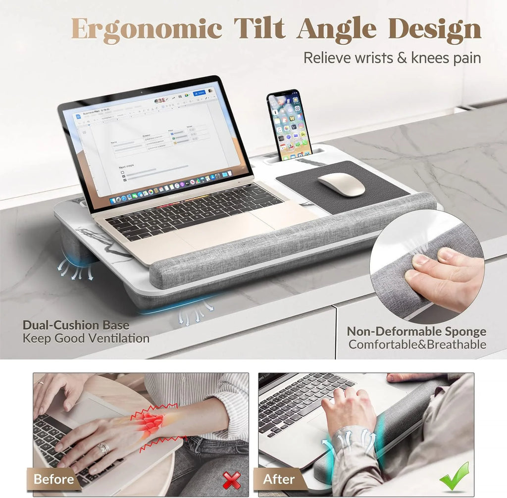 Foldable Lap Desk with Mouse Pad and Storage Drawer, Fits Up to 17" Laptop G9305