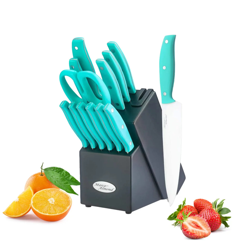 14pcs Kitchen Cutlery Knife Block Set with Built-in Sharpener X726514