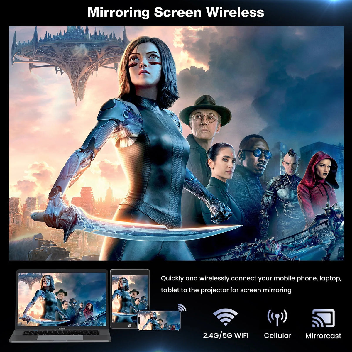 Portable Mini Projector with Wifi Bluetooth Speaker F52637