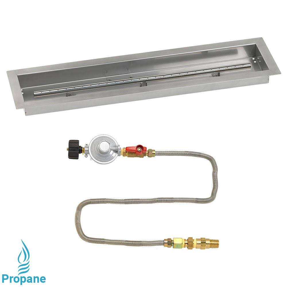 48x22 Linear Stainless Steel Drop-in Fire Pit Pan with Spark Ignition Kit X396