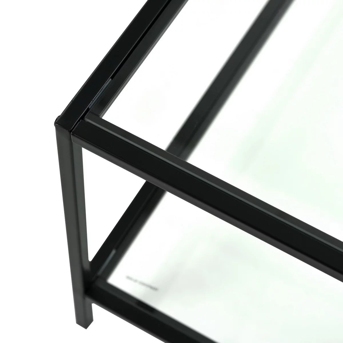 Square Tempered Glass Coffee Table with Storage Rack, Black E715666