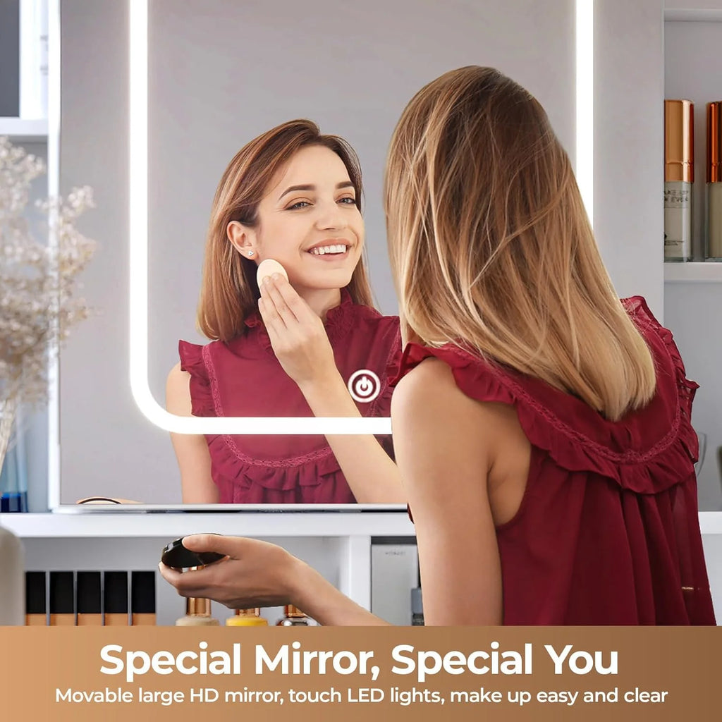 Vanity Set with Lighted Mirror and Stool U266269