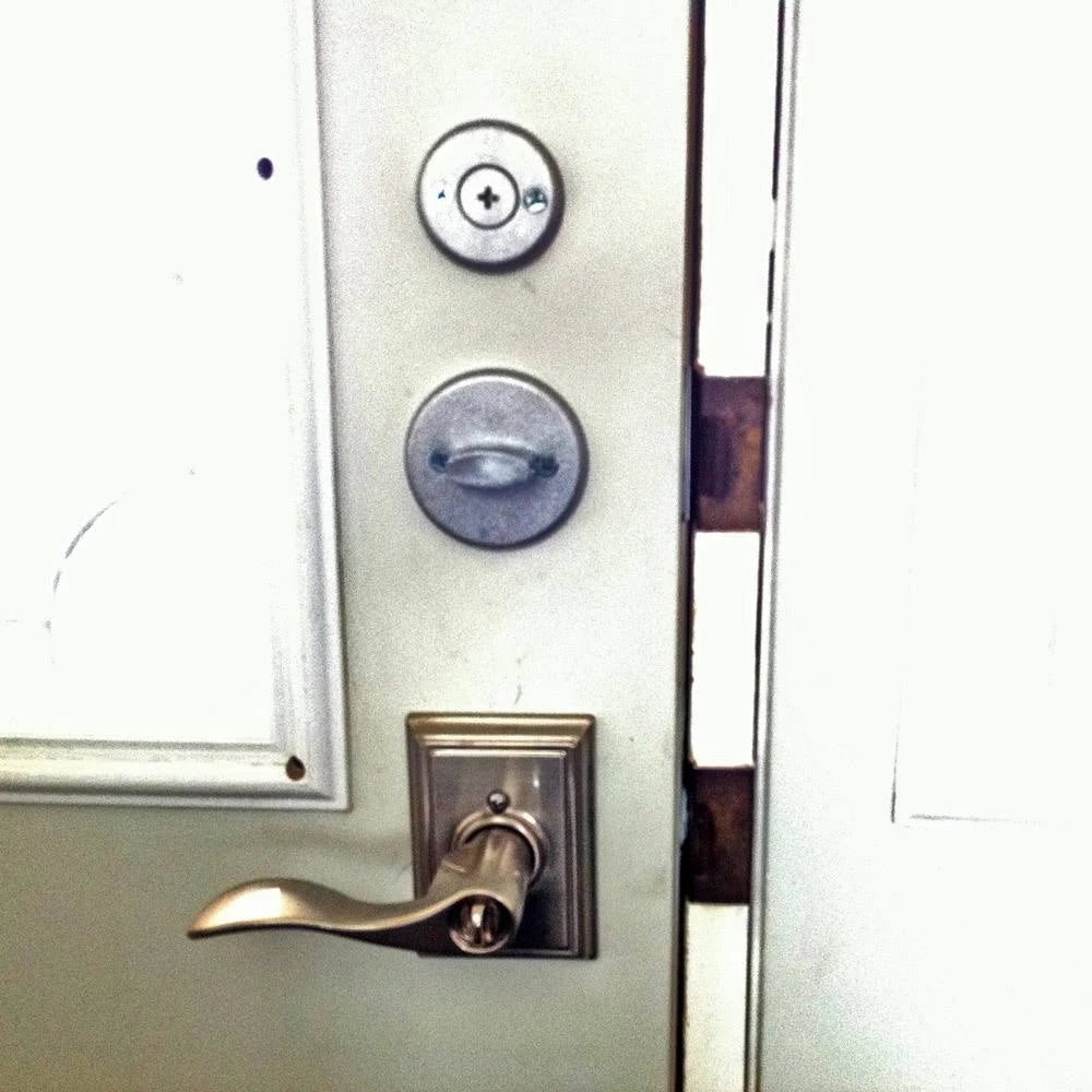 Mechanical Pushbutton Auxiliary Lock with Thumbturn Deadbolt Satin Chrome C46123