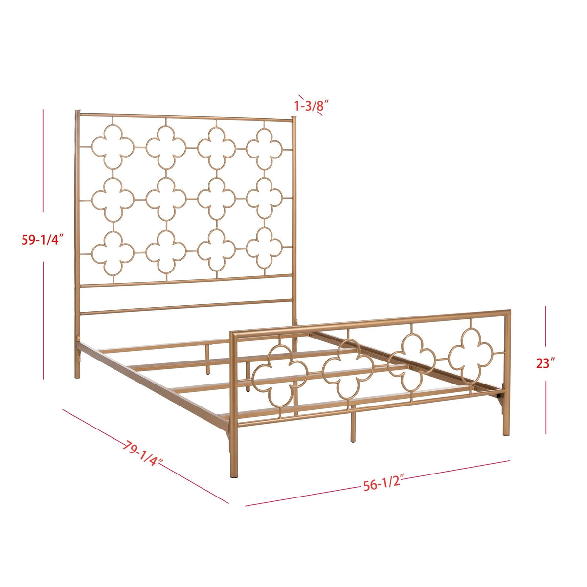 Antique Gold Lattice Metal Full Bed A251