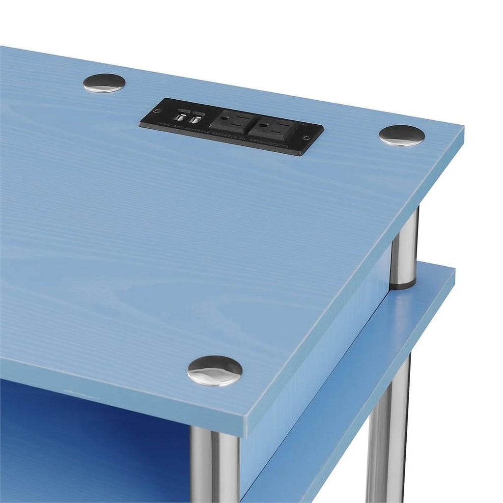 Baby Blue Wood Student Desk with Charging Station S24543