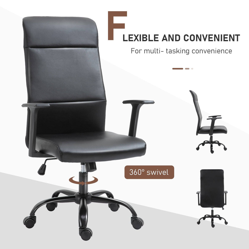 Faux Leather High-Back Office Chair with Adjustable Height, Metal Legs C4567