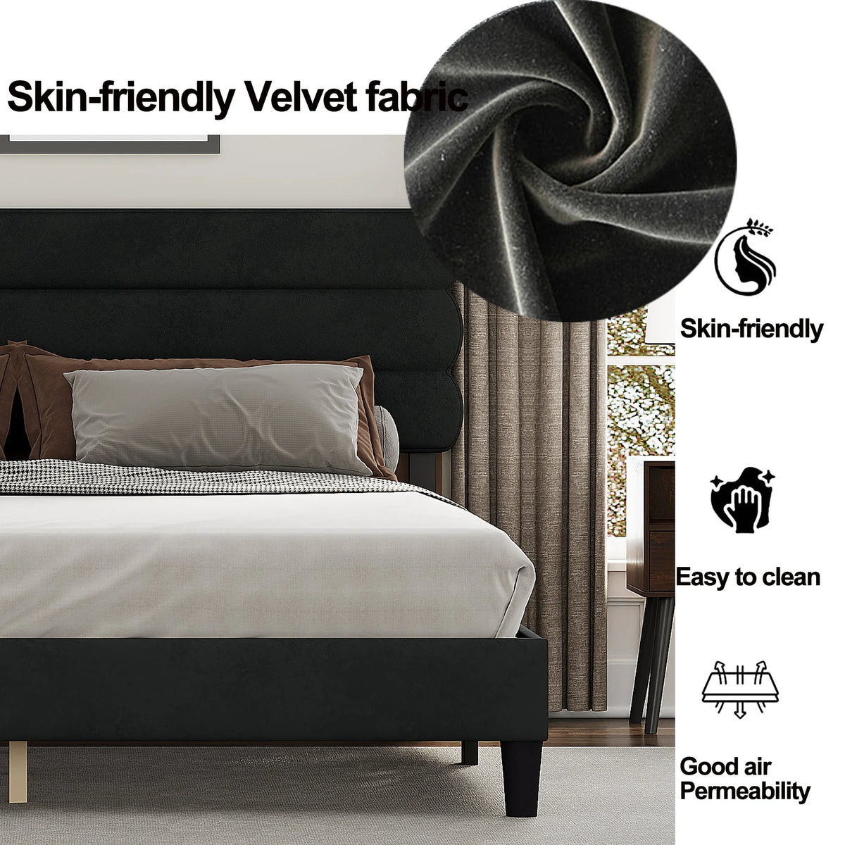 King Size Dark Gray Bed Frame L198