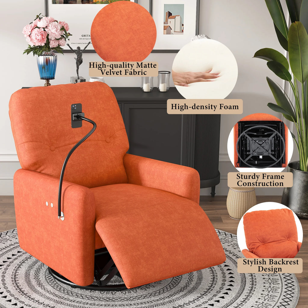 Orange 270 Degree Swivel Electric Recliner Sofa Y4363
