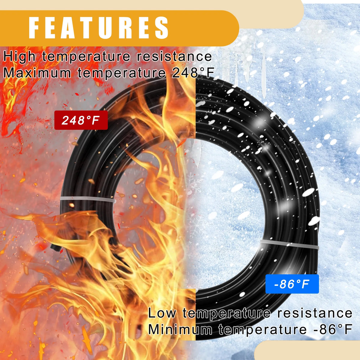 32.8ft 10mm ID Black Nylon Fuel Line Hose R3622
