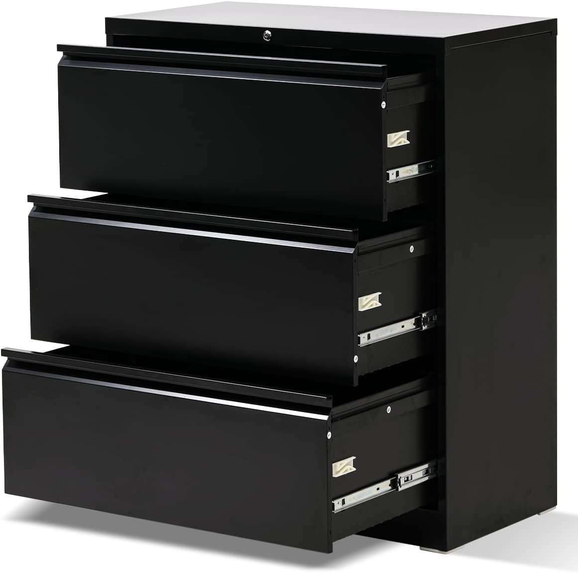 White 3 Drawer Lateral File Cabinet with Lock L125