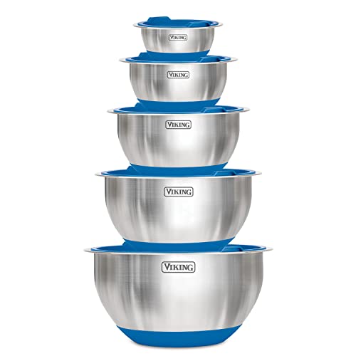 10 piece Stainless Steel Mixing Bowl Set with Silicone Base O213