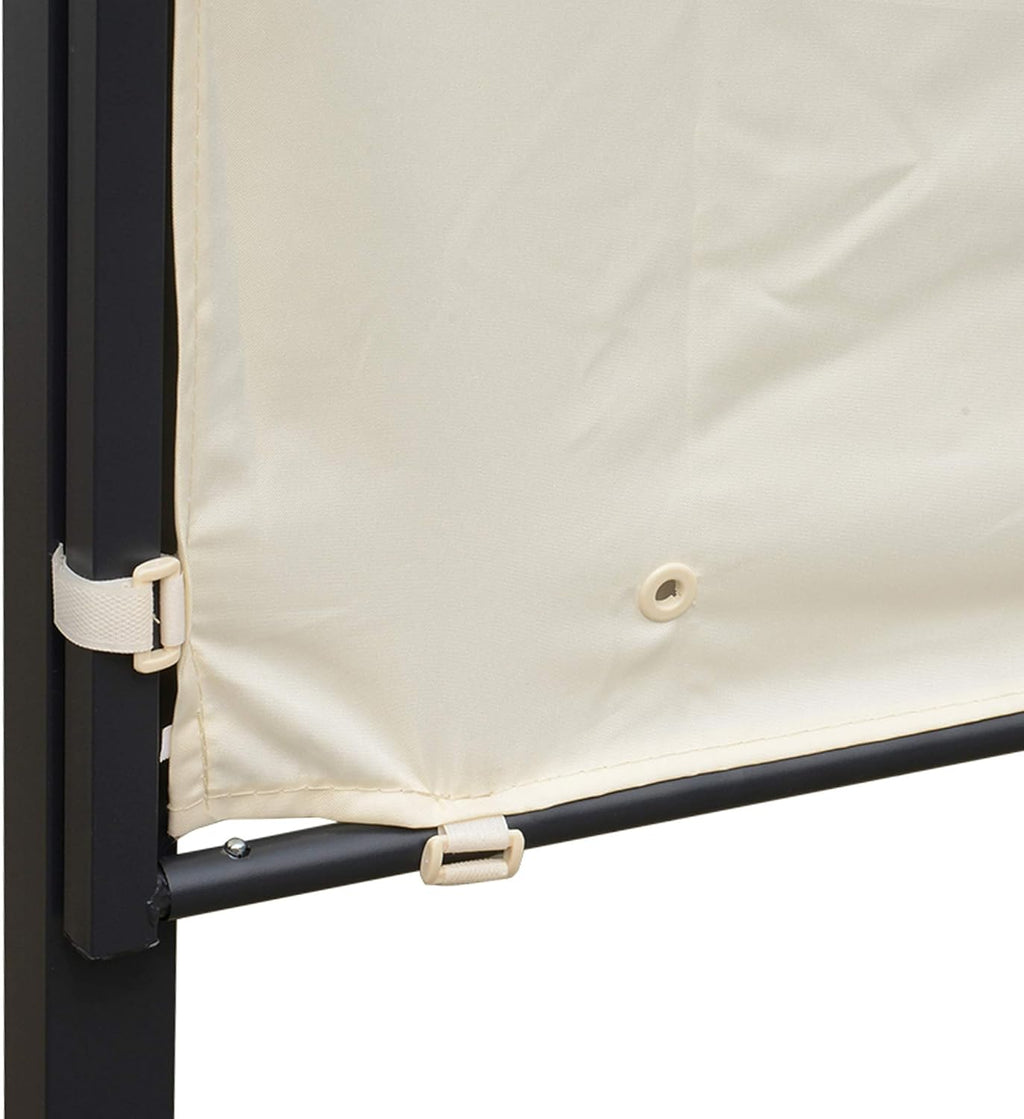 10 x 8ft Beige Metal Pergola with Side Awning F905503