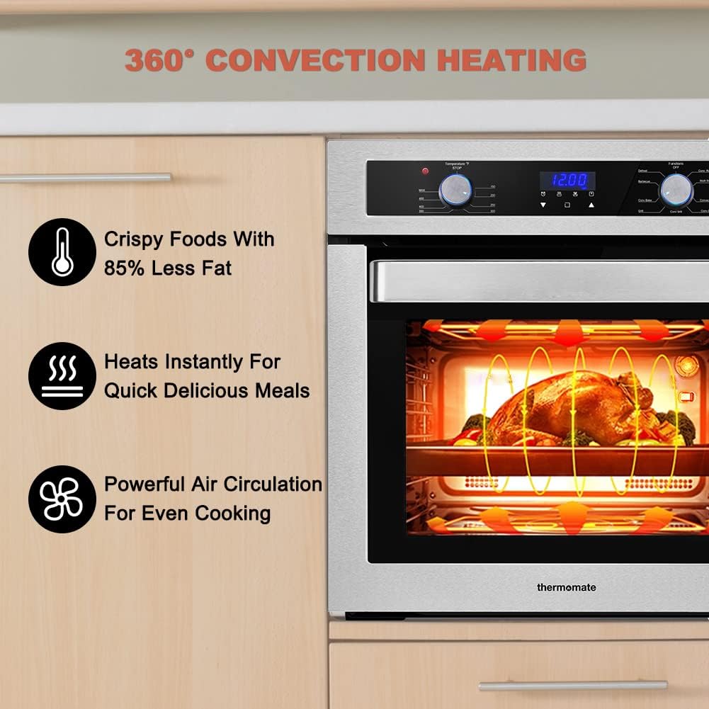 Single Wall Oven, 2.3 Cu.ft. Built-in Electric Wall Oven with Stainless Steel Finish W857